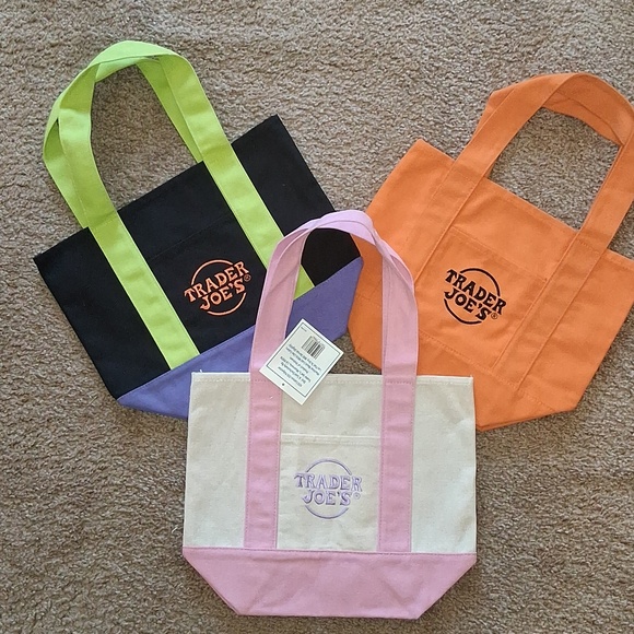 Trader Joe'S Handbags - Trader Joe's Canvas Mini Tote Bag Bundle Of 3